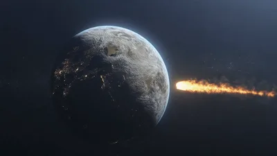 Meteoroid Impacting Earth From Outer Space