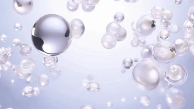 Floating Translucent Spheres Moving In A Light Background