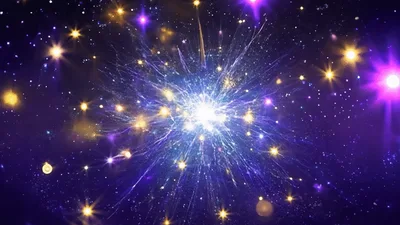 Abstract Cosmic Explosion With Glowing Particles And Light Rays