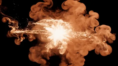 Cinematic Explosion With Glowing Sparks And Smoke
