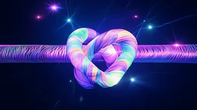 Abstract Rainbow Fiber Optic Heart Knot Animation