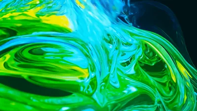 Abstract Liquid Paint Swirls In Vibrant Neon Colors