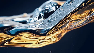 Abstract Liquid Gold And Silver Flowing Together