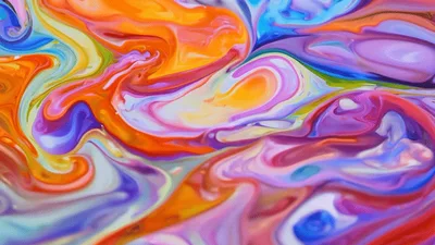 Abstract Liquid Paint Swirls In Vibrant Colors