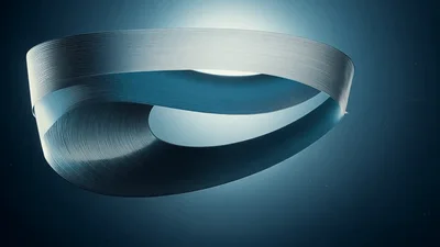 Abstract Metallic Ring Morphing Into A Mobius Strip