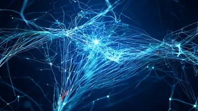 Abstract Neural Network Connections Pulsing With Light
