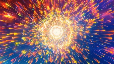 Abstract Colorful Light Particles Exploding In Space