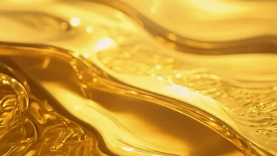 Molten Liquid Gold Flowing In Abstract Waves