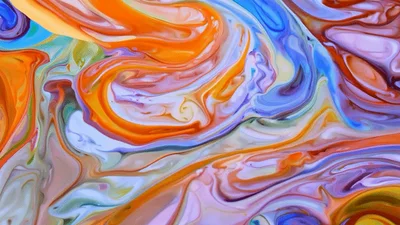 Abstract Liquid Paint Swirls In Vibrant Colors