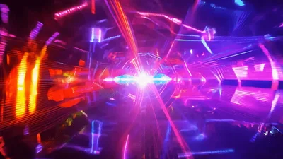 Abstract Neon Light Tunnel With Pulsing Geometric Patterns