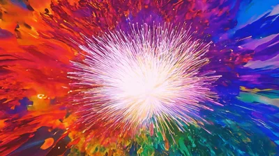 Abstract Colorful Paint Explosion Expanding Outward