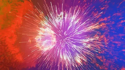 Abstract Colorful Fireworks Explosion Bursting In Space