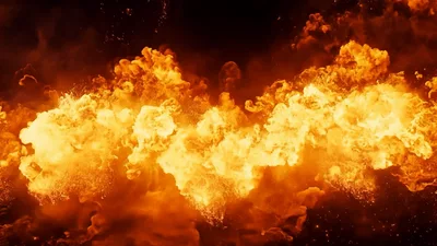 Intense Fire Explosion Transitioning Into Purple Fireworks Display