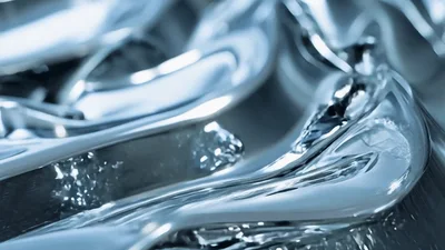 Abstract Liquid Metal Surface Rippling In Slow Motion