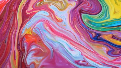 Abstract Liquid Paint Swirls In Vibrant Colors