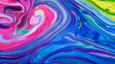 Abstract Liquid Paint Swirls In Vibrant Colors