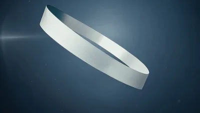 Abstract Metallic Ribbon Morphing Into A Mobius Strip