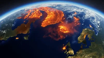 CGI Earth View Showing Massive Continental Wildfires Spreading