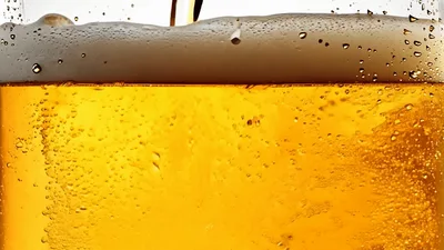 Golden Beer Pouring Into A Glass Close Up