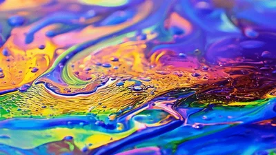 Abstract Iridescent Liquid Swirls With Vibrant Colors