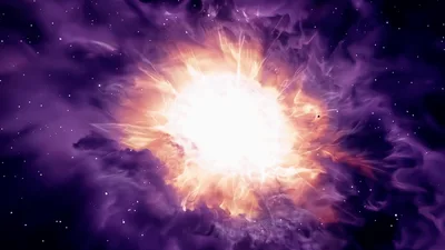 Bright Star Exploding In Deep Space Nebula