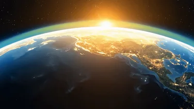 Sunrise Over Earth From Space Orbit