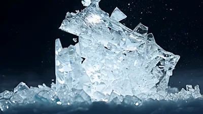 Ice Crystals Growing Rapidly In Dark Environment