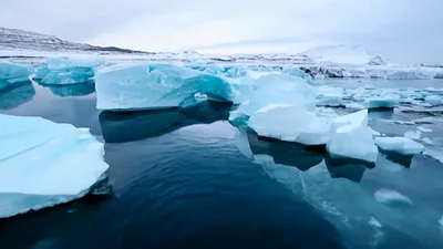Drone Flying Through Icebergs In Jökulsárlón Glacier Lagoon