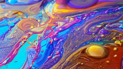 Abstract Liquid Paint Swirls In Vibrant Colors