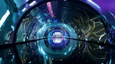 Futuristic Digital Tunnel With Glowing Neon Light Effects