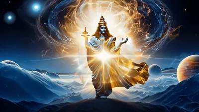 Hindu Deity Lord Vishnu Manifesting Cosmic Light Energy