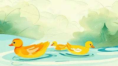 Animated Ducks Swimming In A Peaceful Pond