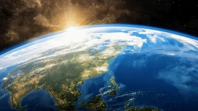 Cinematic Sunrise Over Earth From Space