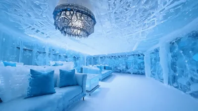 Luxurious Ice Hotel Lounge With Elegant Furniture