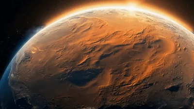 Cinematic View Of Mars Rotating In Deep Space