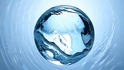 Rotating Sphere Of Clear Water In Motion