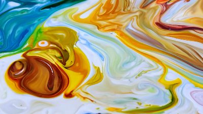 Abstract Liquid Paint Swirls In Vibrant Colors