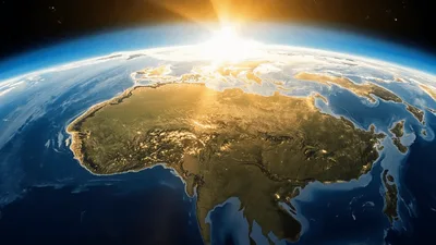 Sunrise Over Earth From Space Orbit