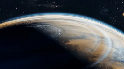 Cinematic View Of A Rotating Exoplanet In Deep Space