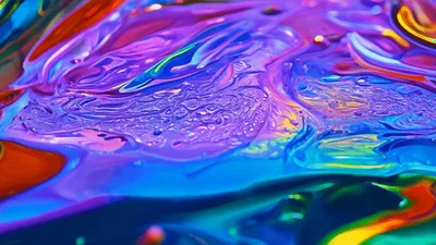 Abstract Liquid Paint Swirling In Vibrant Colors