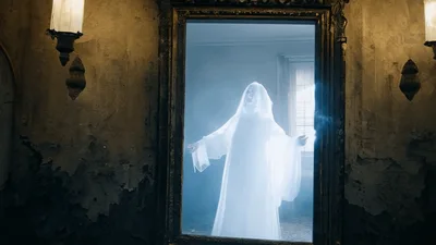 Ghostly Figure Emerging From An Antique Mirror