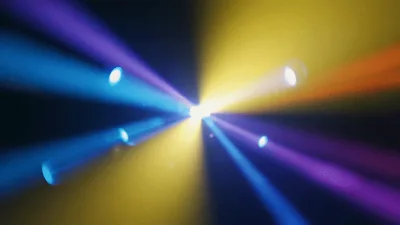 Dynamic Multi Colored Stage Lighting Beams Rotating