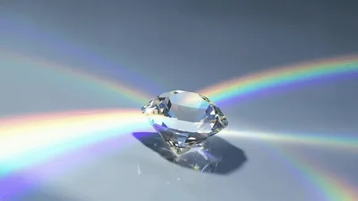 Sparkling Diamond Reflecting Rainbow Light Rays