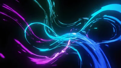 Abstract Neon Light Trails Flowing In Dark Space