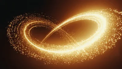 Golden Glitter Particles Forming An Infinity Loop