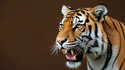 Close Up Portrait Of A Growling Tiger