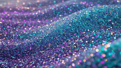Abstract Wavy Surface Of Shimmering Blue And Purple Sequins