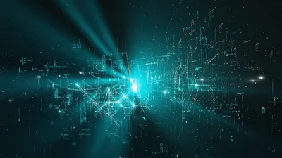 Abstract Digital Data Network With Glowing Light Particles