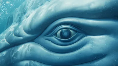 Close Up Of A Blue Whale Eye Underwater