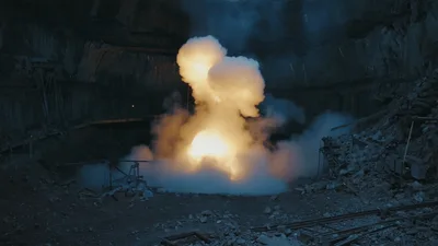 Controlled Industrial Explosion Inside A Large Underground Mine